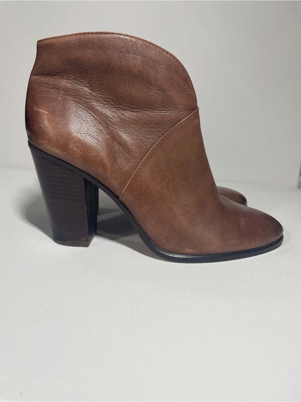 Vince Camuto boots, 9.5 brown leather ankle height with heel